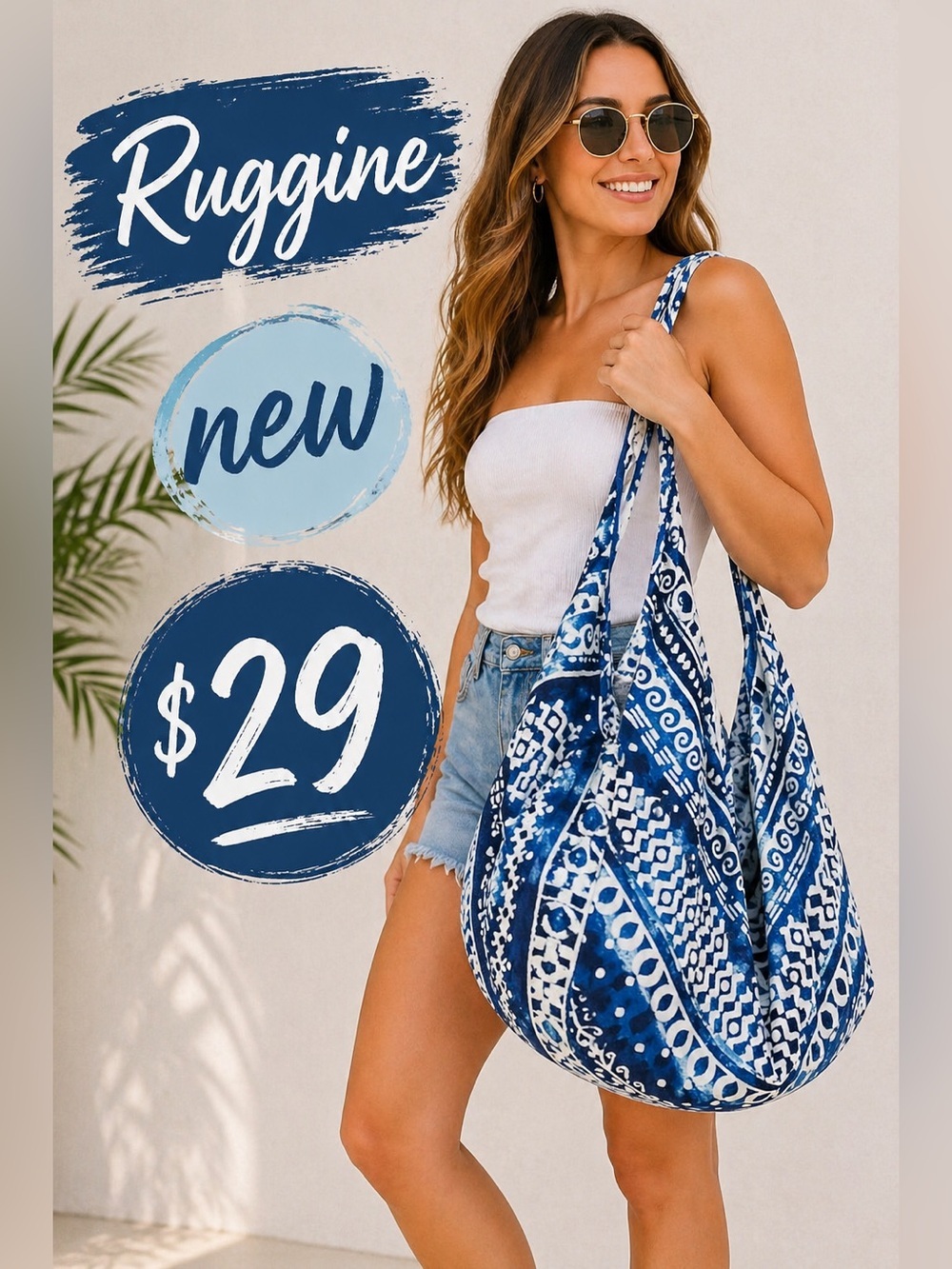 RUGGINE BLUE AND WHITE SUMMER BOHO SHOULDER BAG